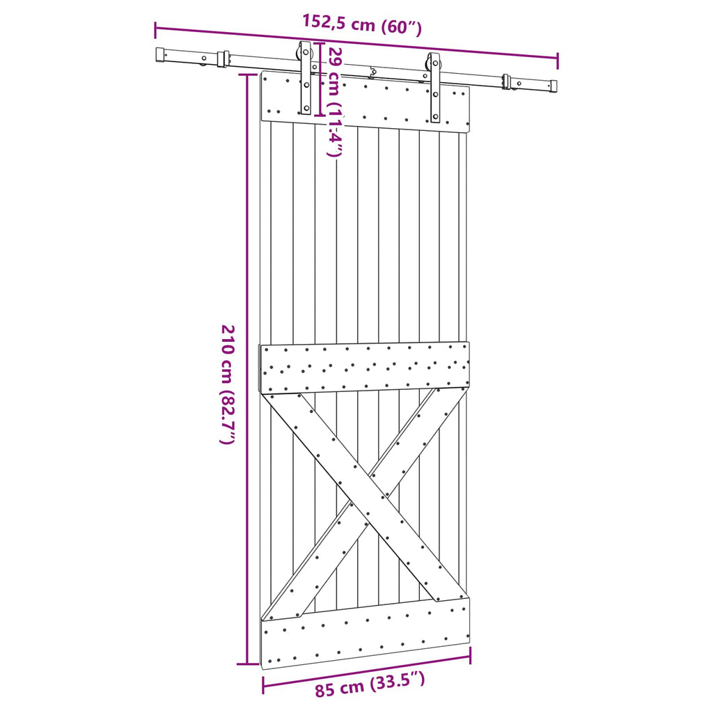 vidaXL Drzwi przesuwne NARVIK 85 x 210 cm (152,5 cm)