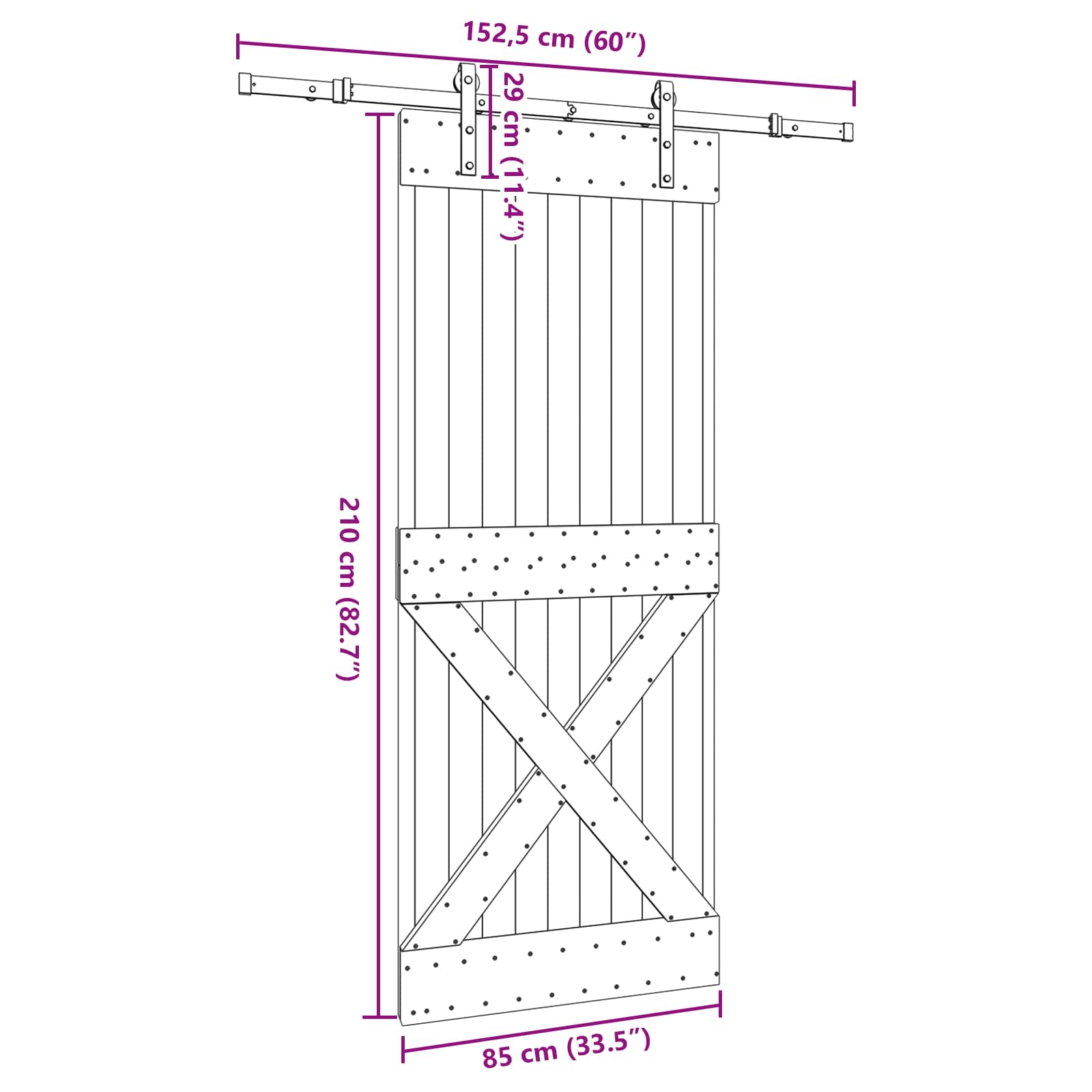 vidaXL Drzwi przesuwne NARVIK 85 x 210 cm (152,5 cm)