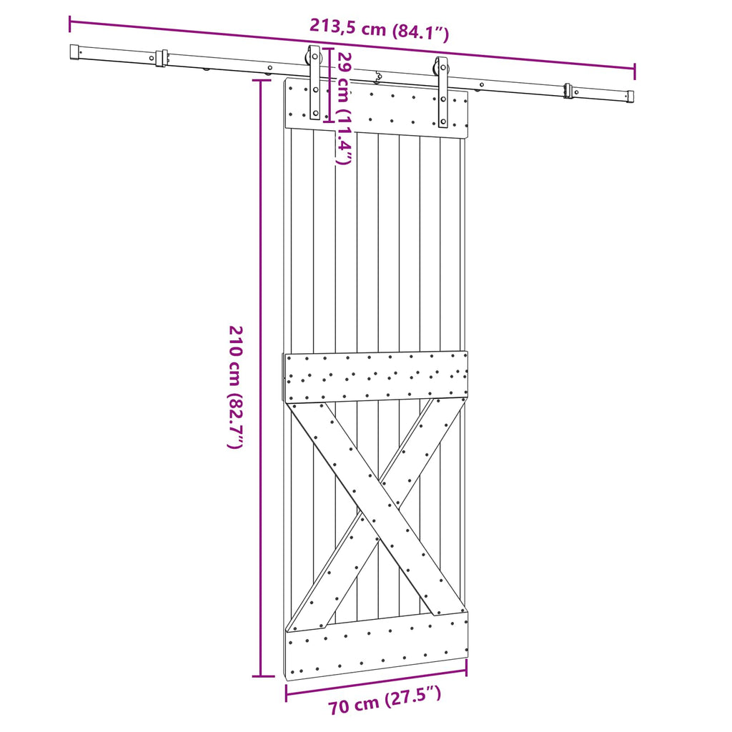 vidaXL Drzwi przesuwne NARVIK 70 x 210 cm (213,5 cm)