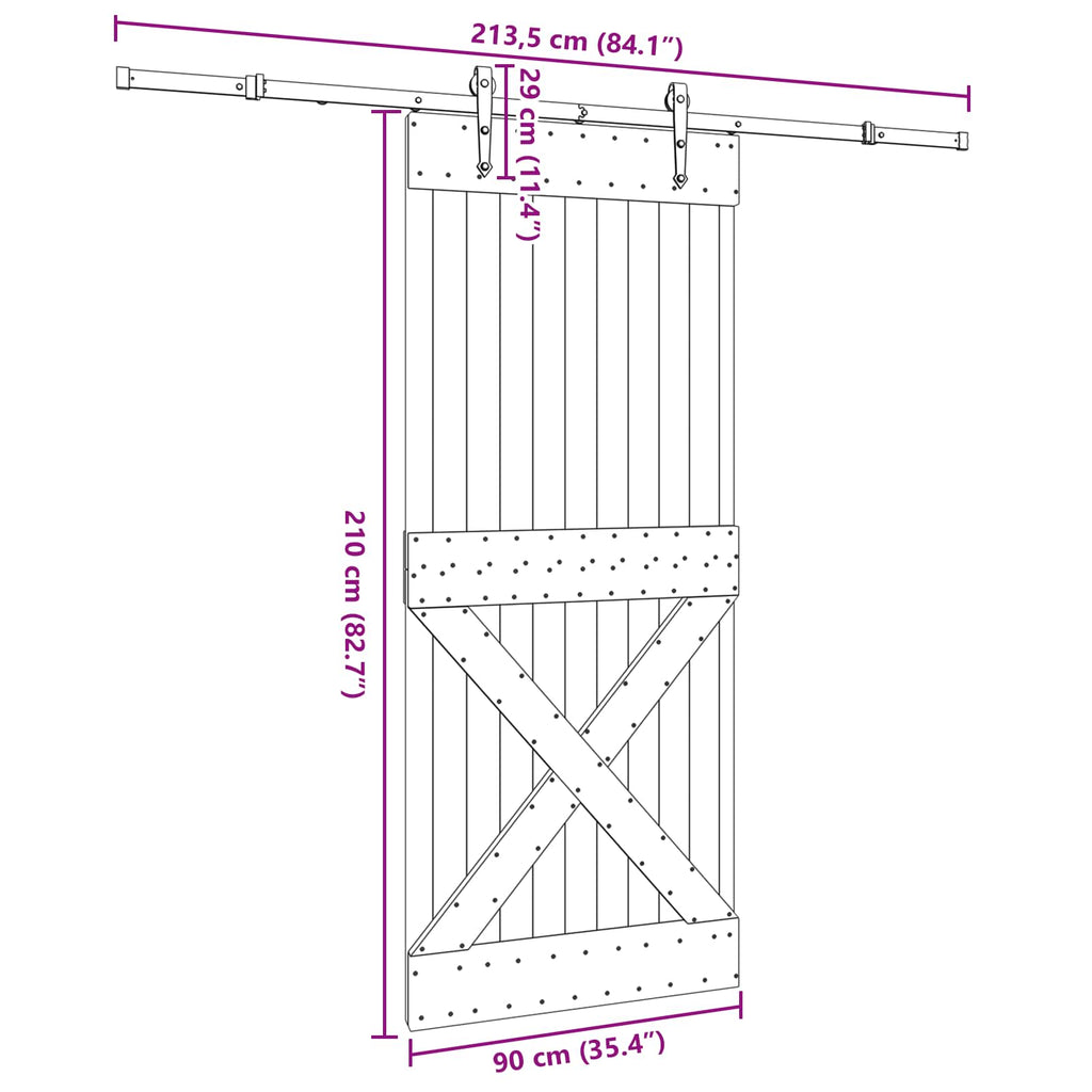 vidaXL Drzwi przesuwne NARVIK 90 x 210 cm (213,5 cm)