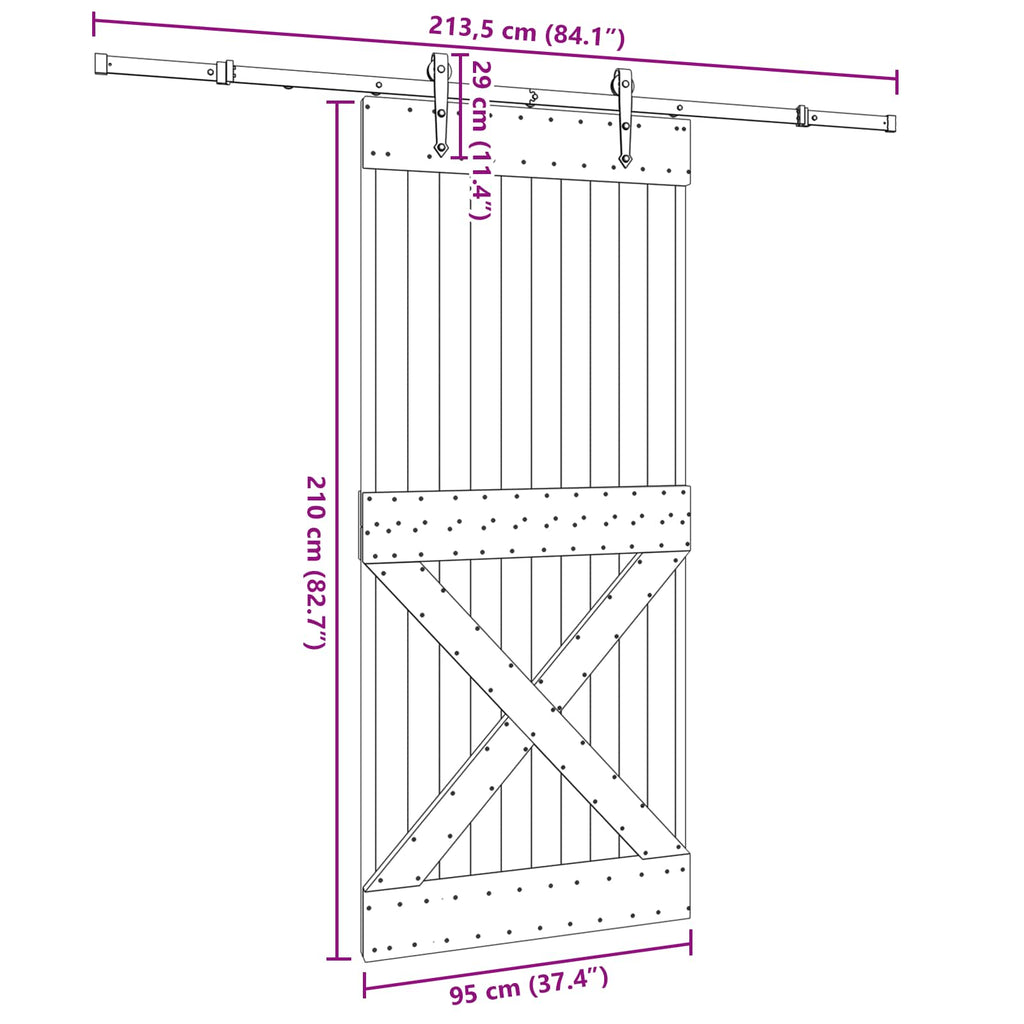 vidaXL Drzwi przesuwne NARVIK 95 x 210 cm (213,5 cm)