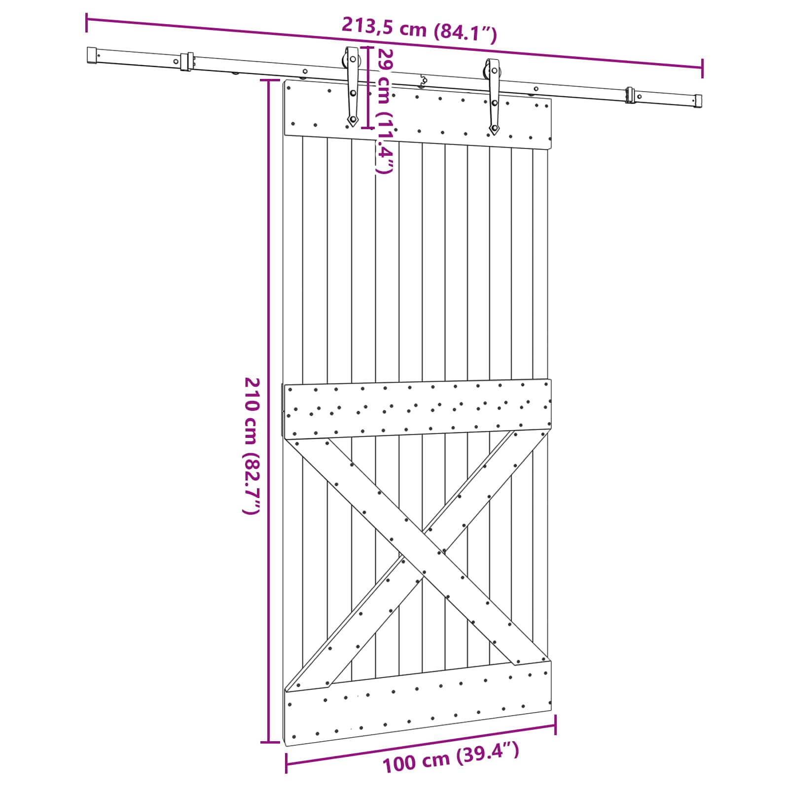 vidaXL Drzwi przesuwne NARVIK 100 x 210 cm (213,5 cm)