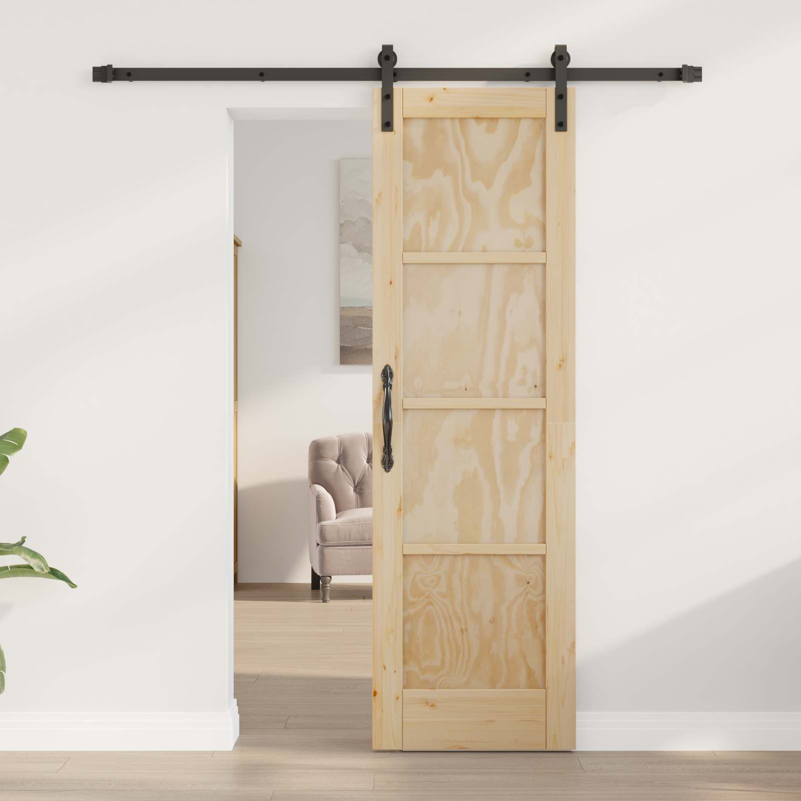 vidaXL Drzwi przesuwne Naturalny i czarny 61 x 198,5 cm
