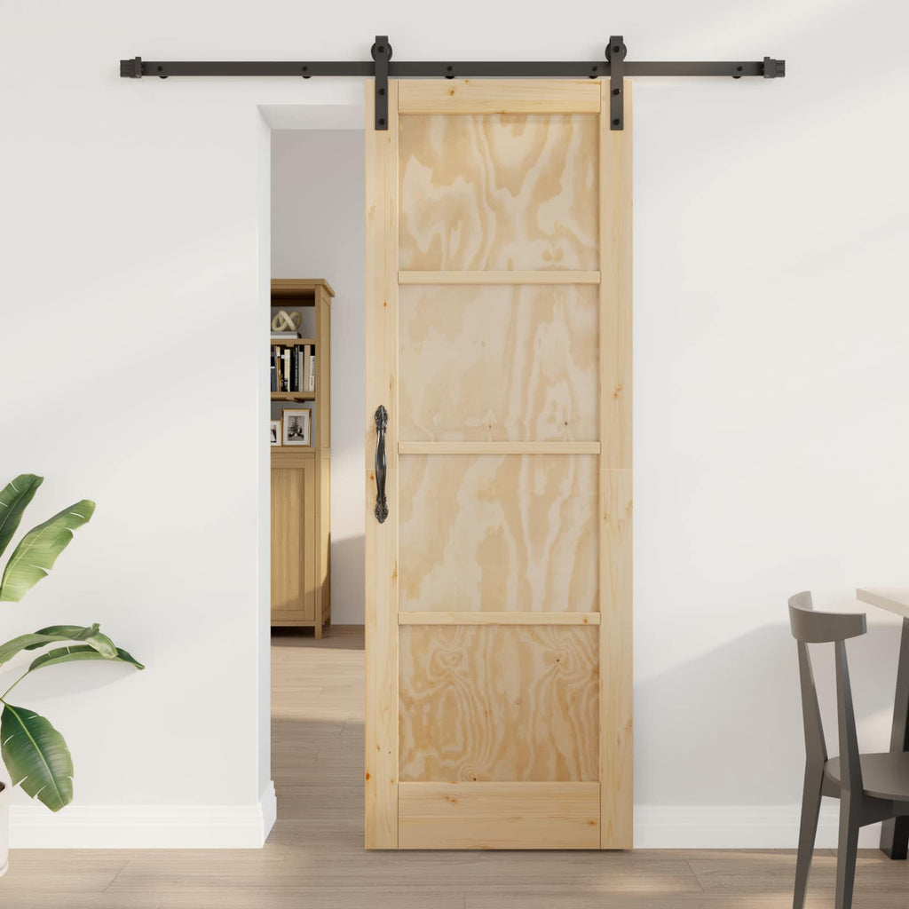 vidaXL Drzwi przesuwne Naturalny i czarny 73,5 x 211 cm