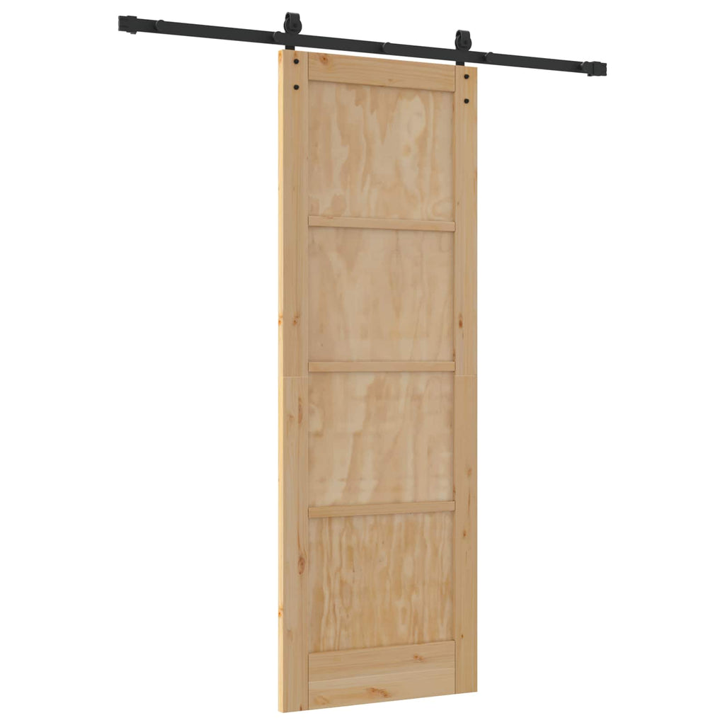 vidaXL Drzwi przesuwne Naturalny i czarny 73,5 x 211 cm