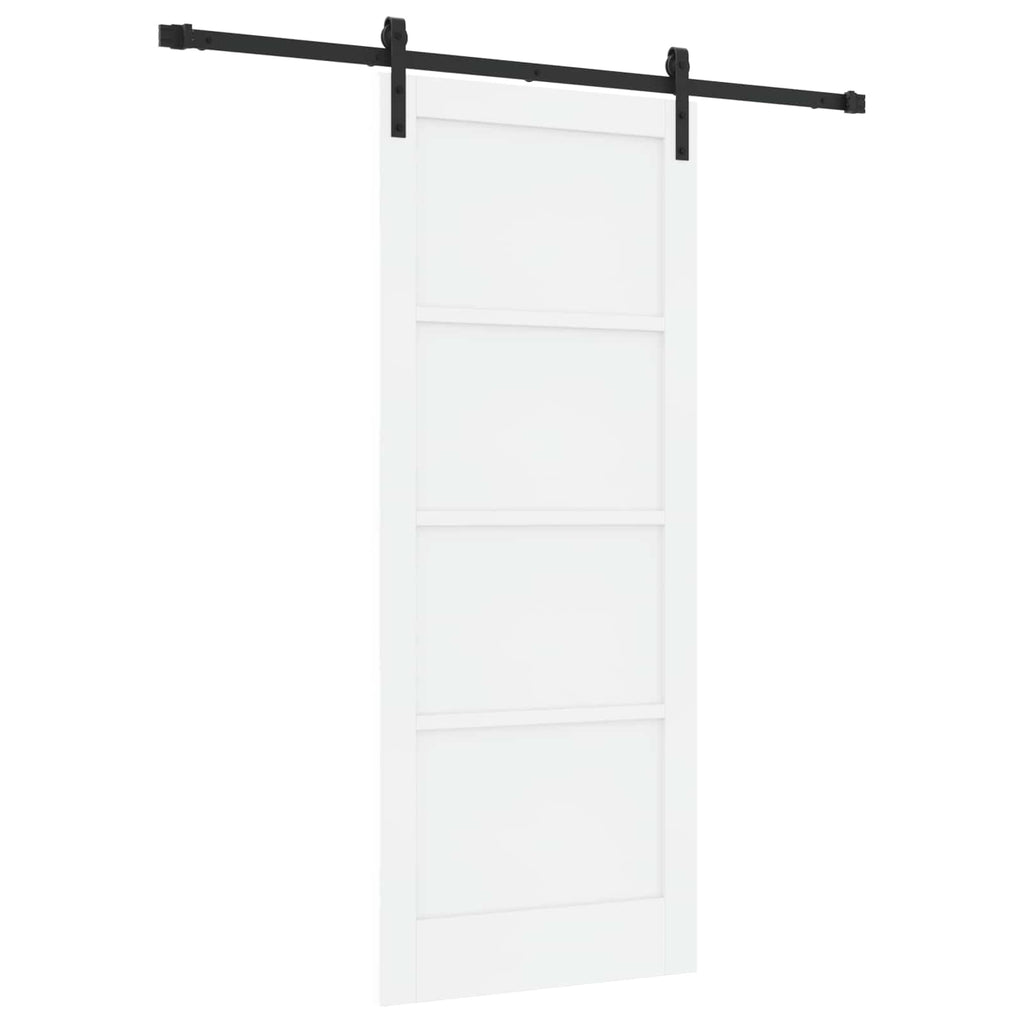 vidaXL Drzwi przesuwne biały i czarny 83 x 202 cm Lite drewno sosnowe