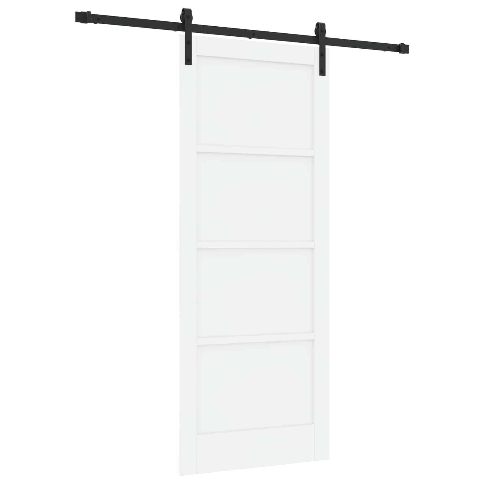 vidaXL Drzwi przesuwne biały i czarny 83 x 202 cm Lite drewno sosnowe