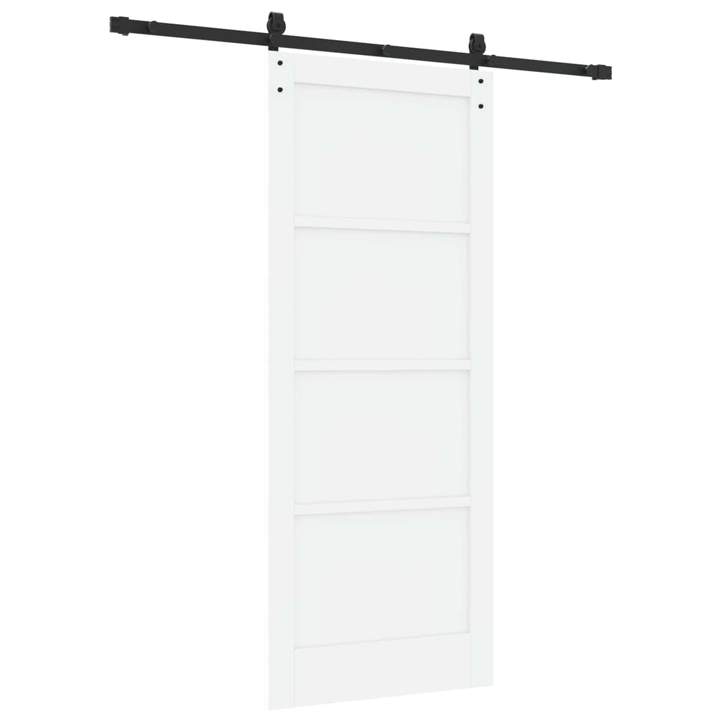 vidaXL Drzwi przesuwne biały i czarny 83 x 202 cm Lite drewno sosnowe