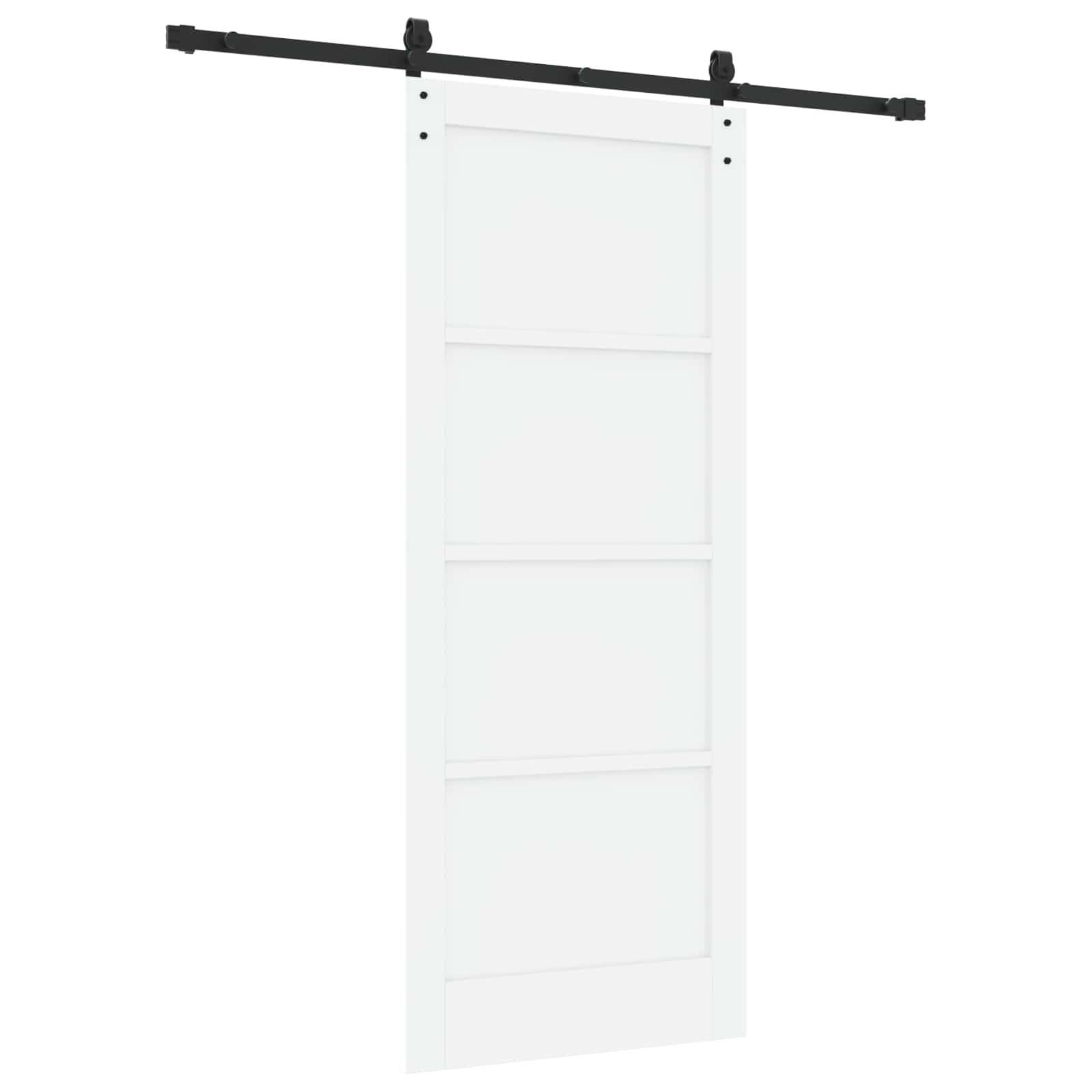 vidaXL Drzwi przesuwne biały i czarny 83 x 202 cm Lite drewno sosnowe