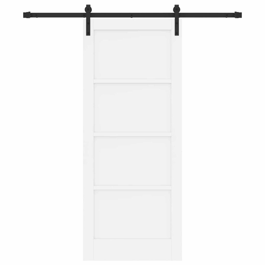 vidaXL Drzwi przesuwne biały i czarny 83 x 202 cm Lite drewno sosnowe