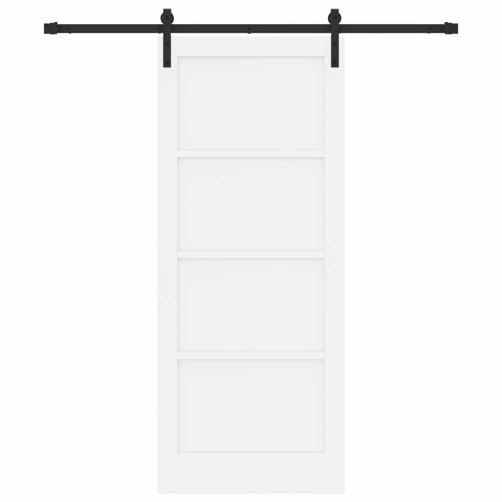 vidaXL Drzwi przesuwne biały i czarny 83 x 202 cm Lite drewno sosnowe