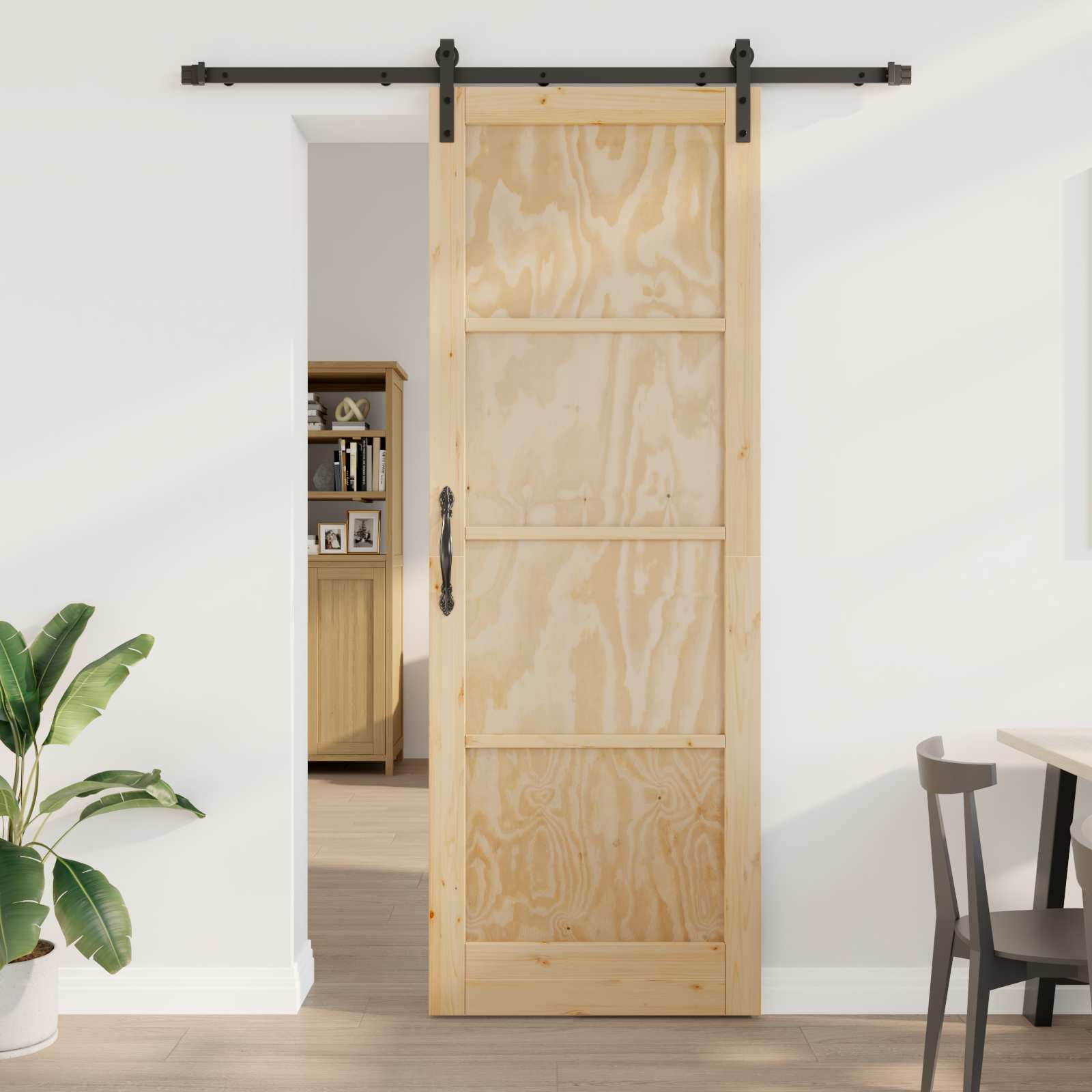 vidaXL Drzwi przesuwne Naturalny i czarny 83 x 232 cm
