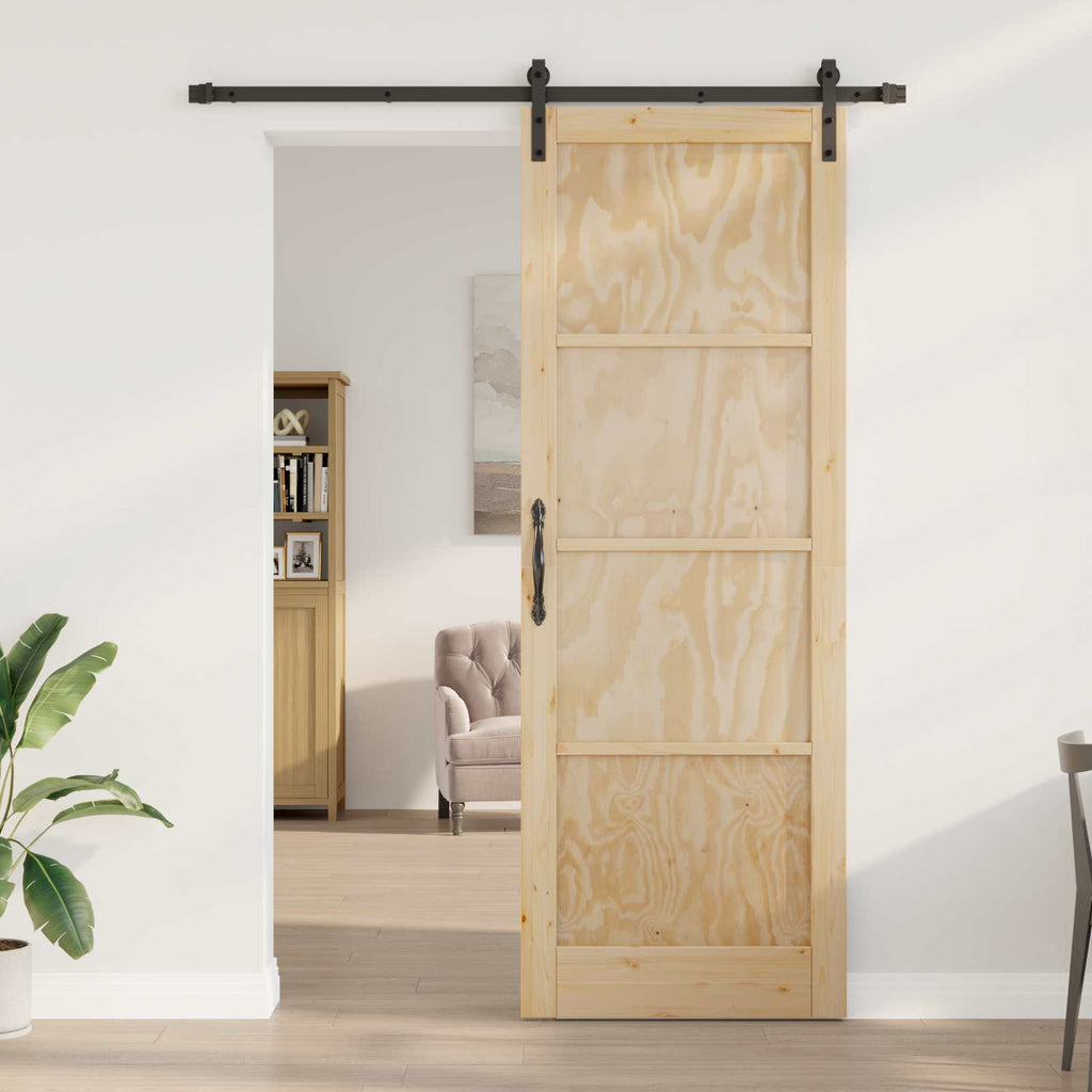 vidaXL Drzwi przesuwne Naturalny i czarny 83 x 232 cm