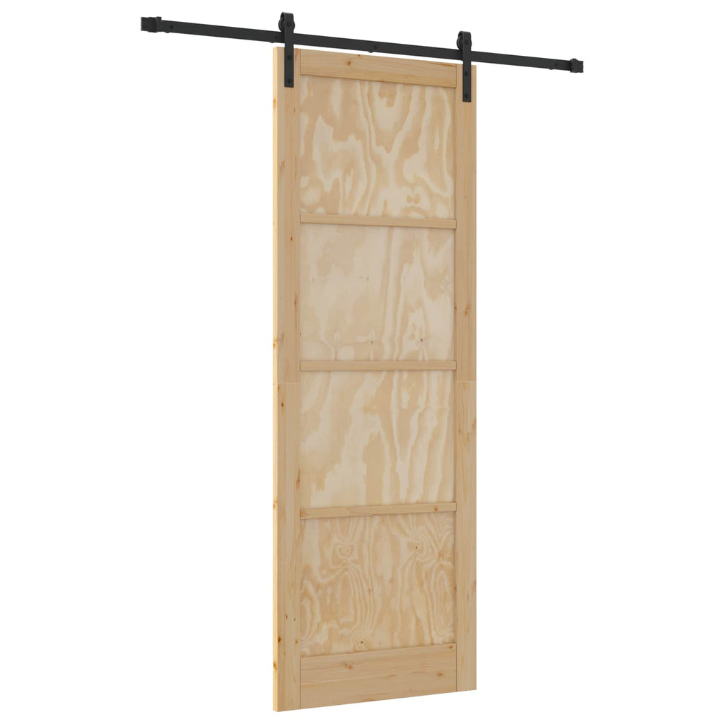 vidaXL Drzwi przesuwne Naturalny i czarny 83 x 232 cm