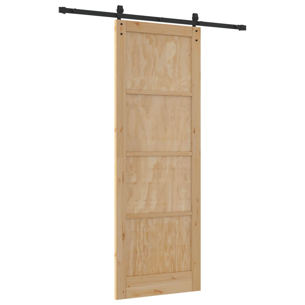 vidaXL Drzwi przesuwne Naturalny i czarny 83 x 232 cm