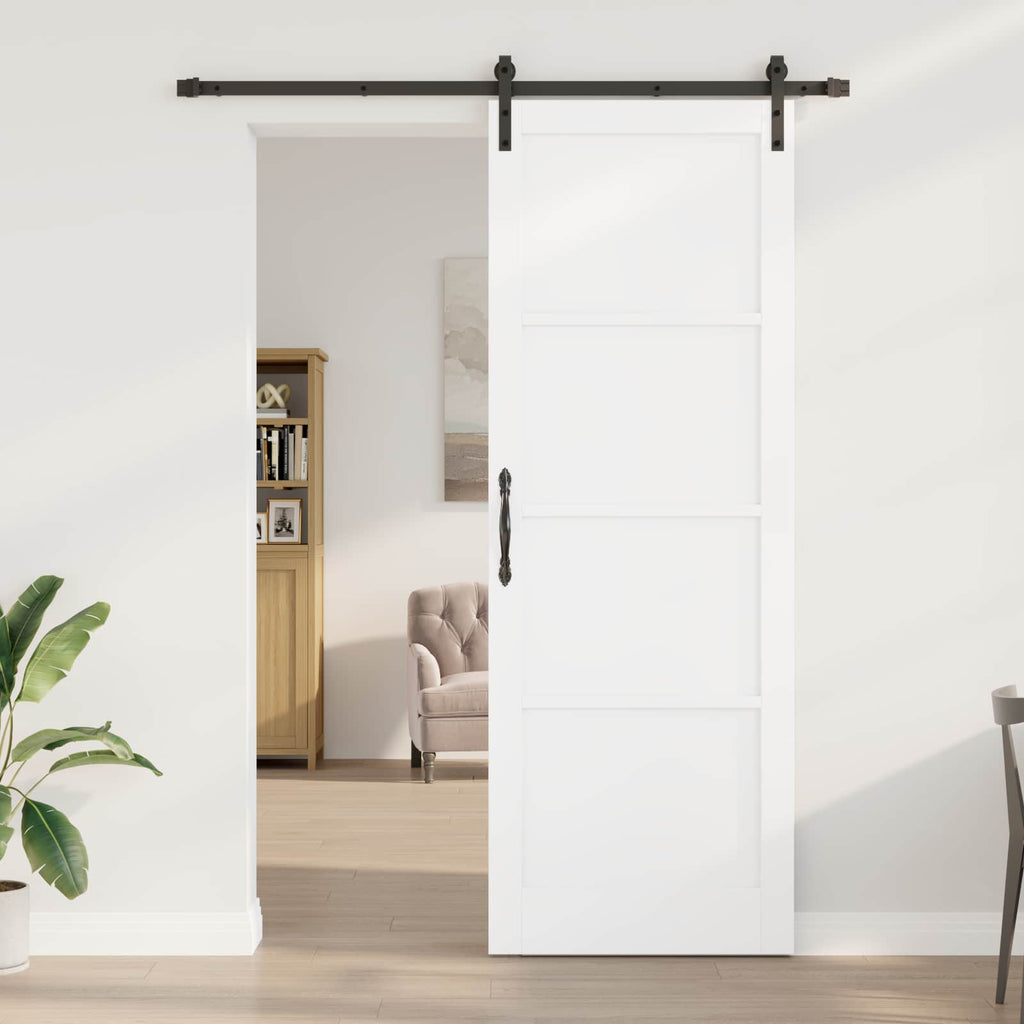 vidaXL Drzwi przesuwne biały i czarny 83 x 232 cm Lite drewno sosnowe