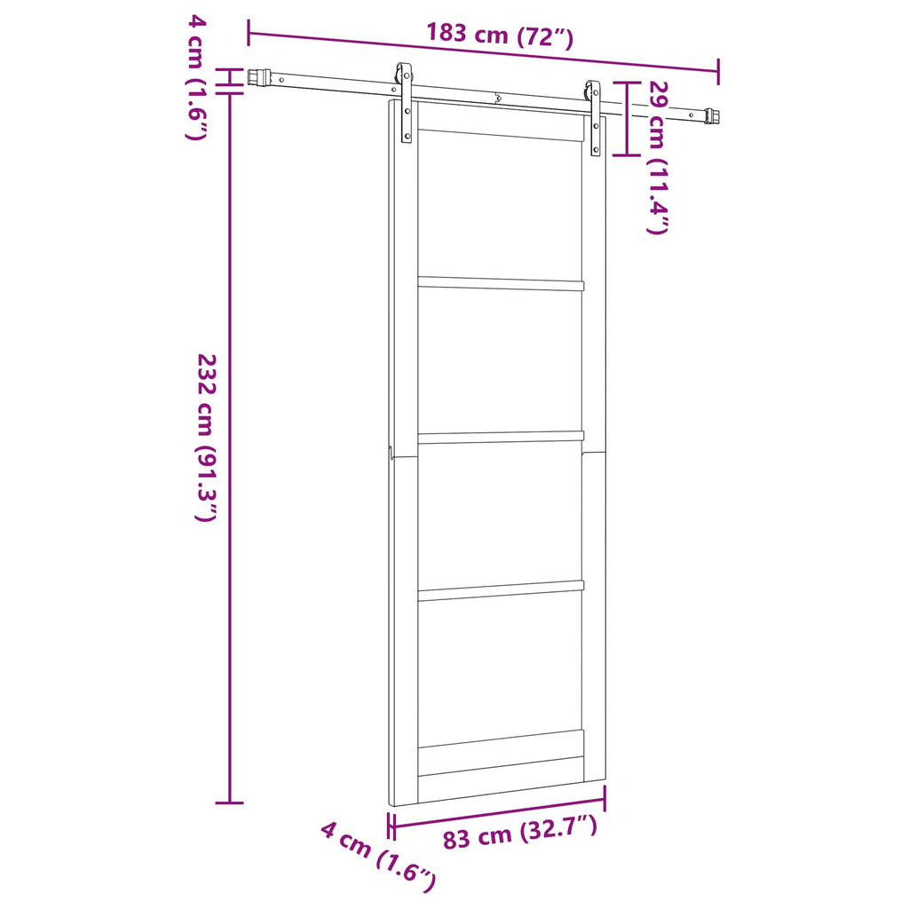 vidaXL Drzwi przesuwne biały i czarny 83 x 232 cm Lite drewno sosnowe