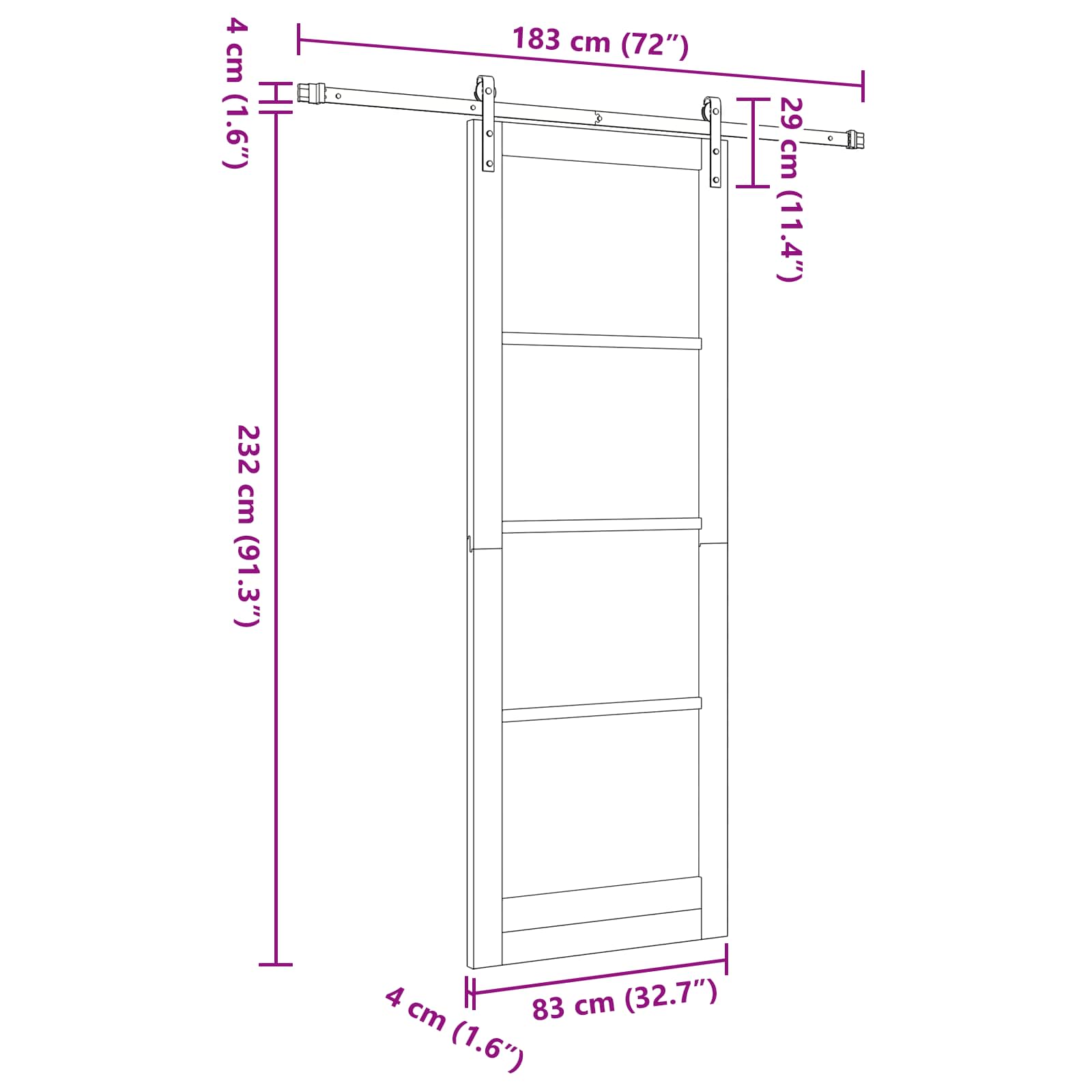 vidaXL Drzwi przesuwne biały i czarny 83 x 232 cm Lite drewno sosnowe