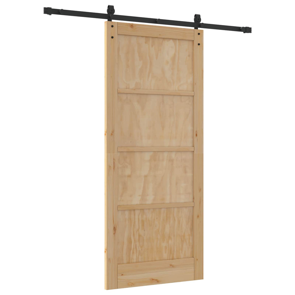 vidaXL Drzwi przesuwne Naturalny i czarny 86 x 198,5 cm