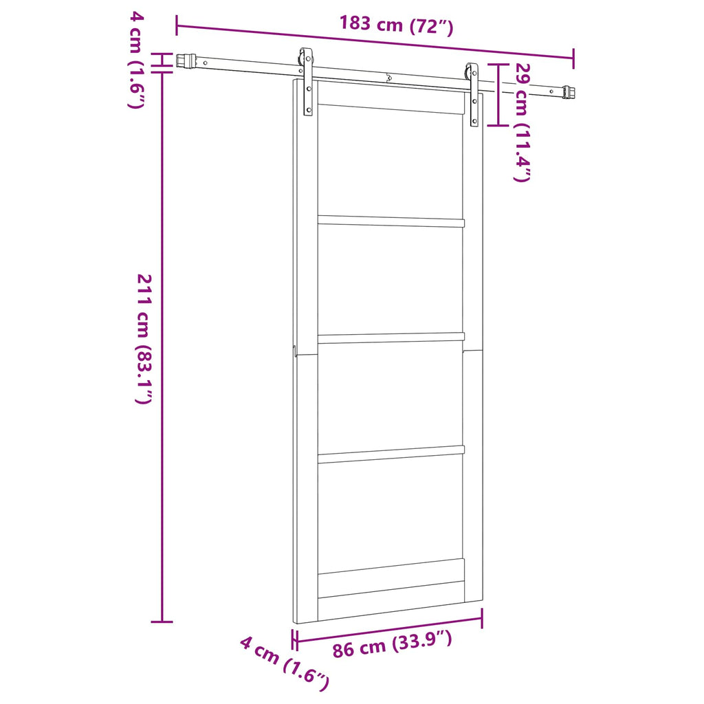 vidaXL Drzwi przesuwne Naturalny i czarny 86 x 211 cm