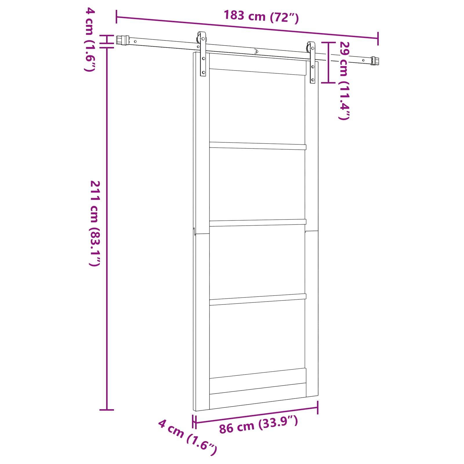 vidaXL Drzwi przesuwne Naturalny i czarny 86 x 211 cm