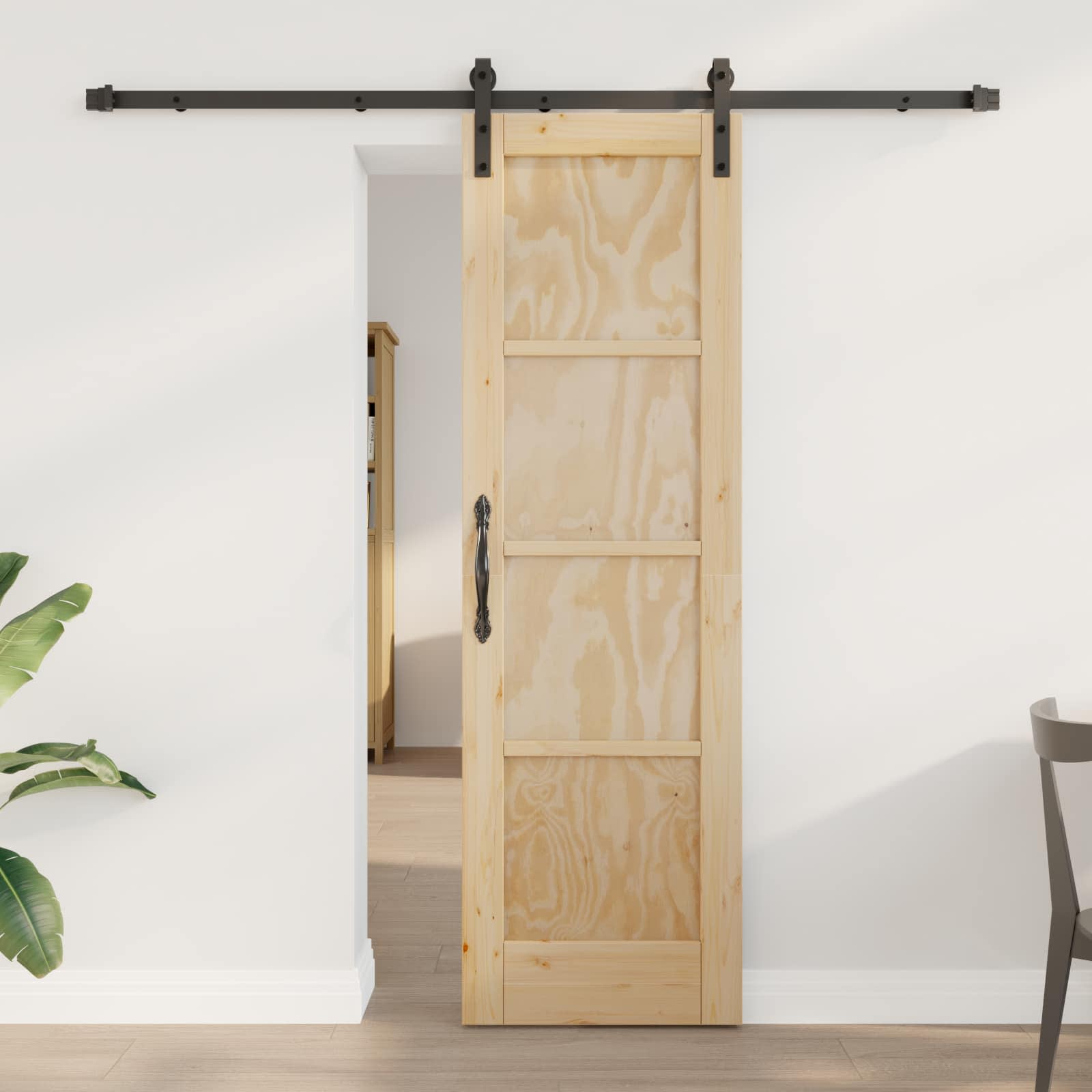 vidaXL Drzwi przesuwne Naturalny i czarny 61 x 198,5 cm