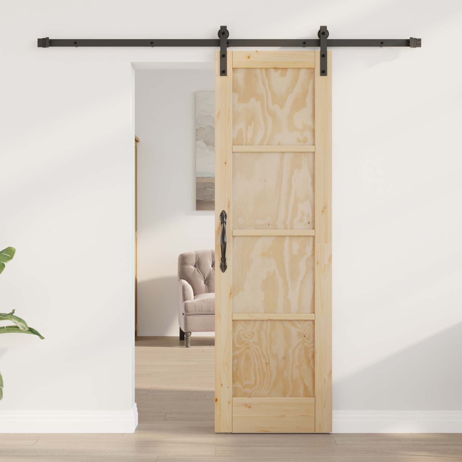 vidaXL Drzwi przesuwne Naturalny i czarny 61 x 198,5 cm