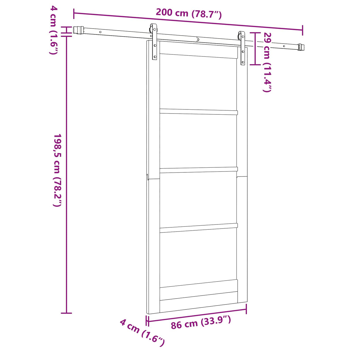 vidaXL Drzwi przesuwne 86 x 198,5 cm Lite drewno sosnowe