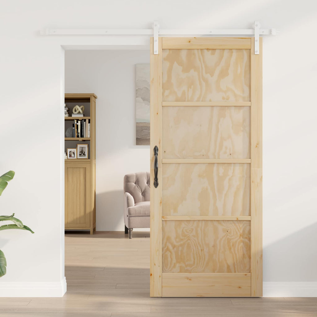 vidaXL Drzwi przesuwne 86 x 198,5 cm Lite drewno sosnowe