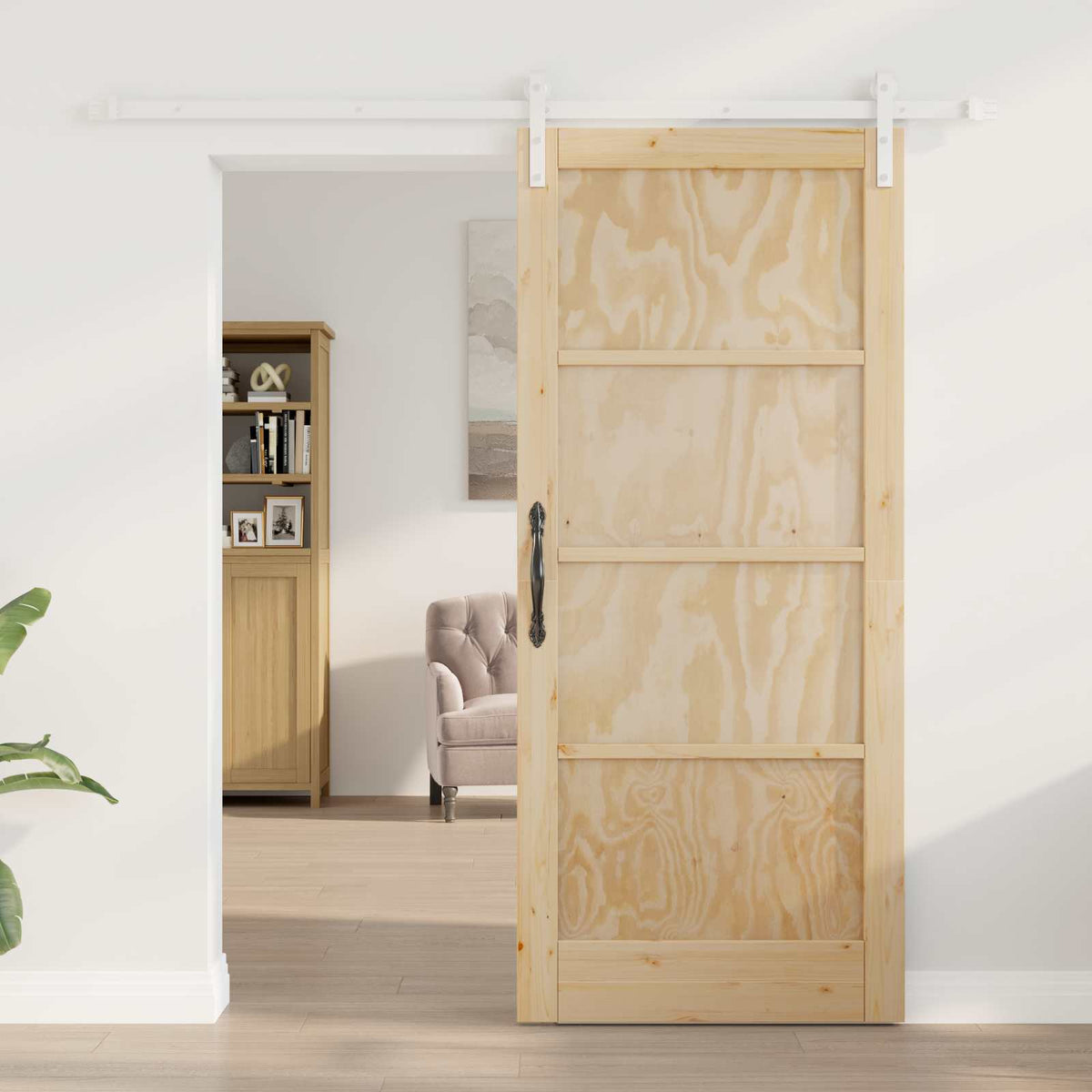 vidaXL Drzwi przesuwne 86 x 198,5 cm Lite drewno sosnowe