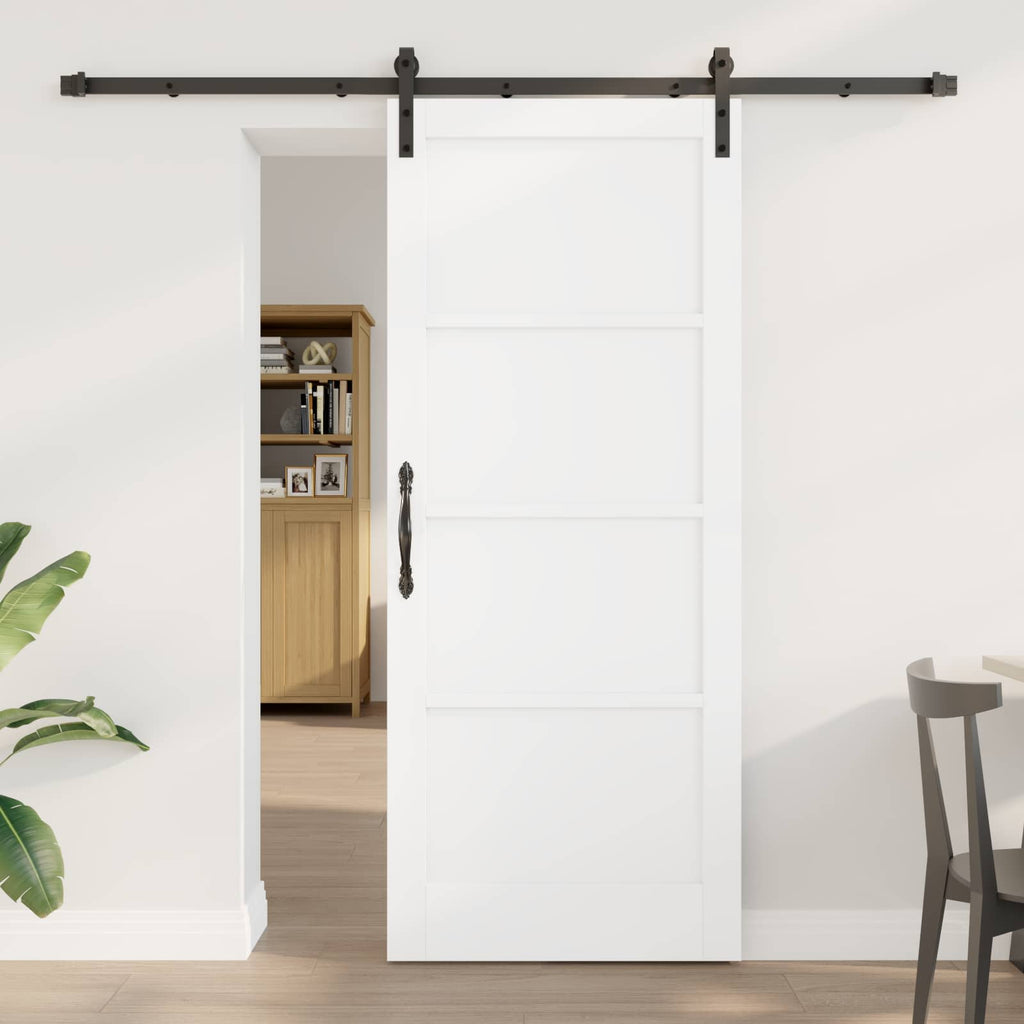vidaXL Drzwi przesuwne Biały 83 x 202 cm Lite drewno sosnowe