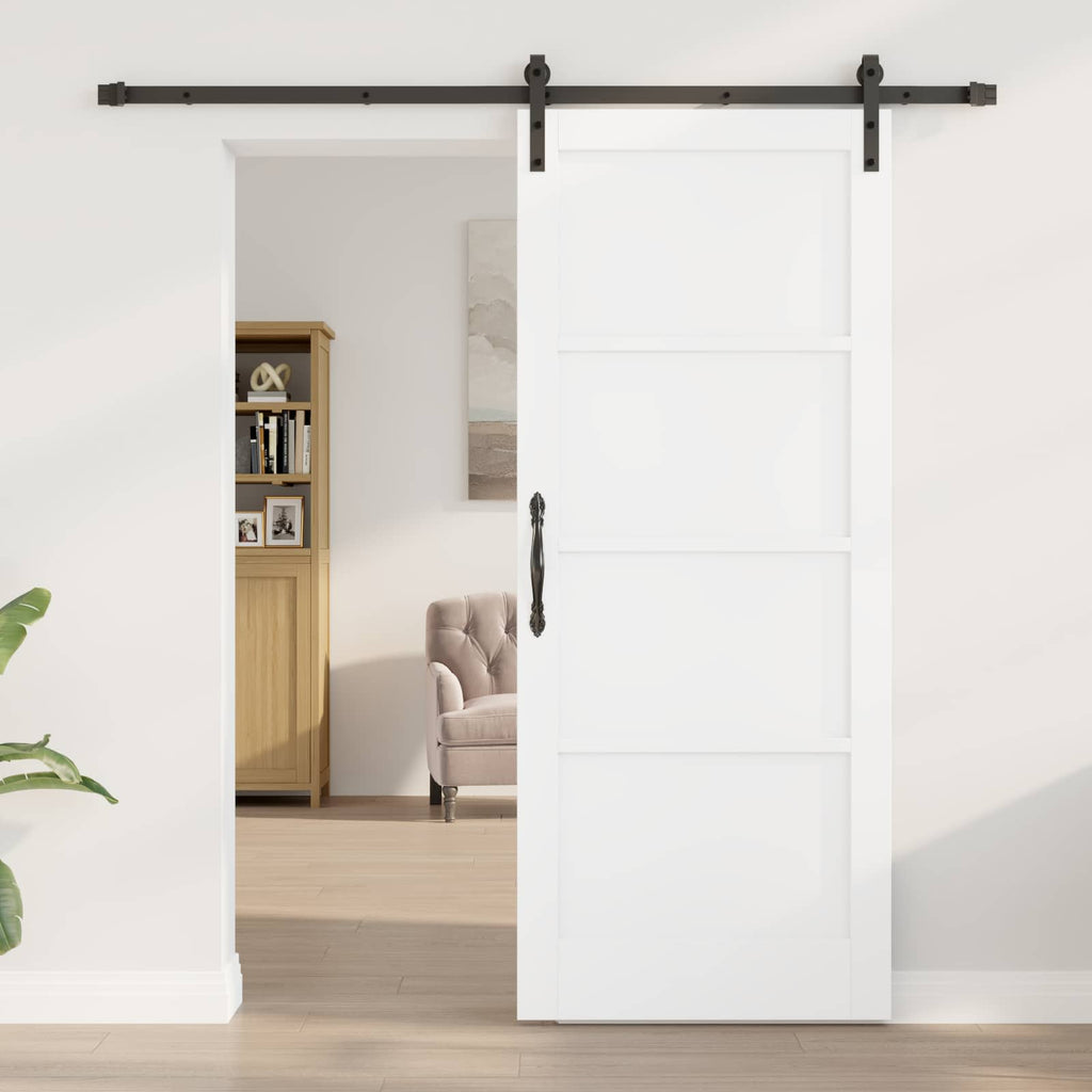 vidaXL Drzwi przesuwne Biały 83 x 202 cm Lite drewno sosnowe