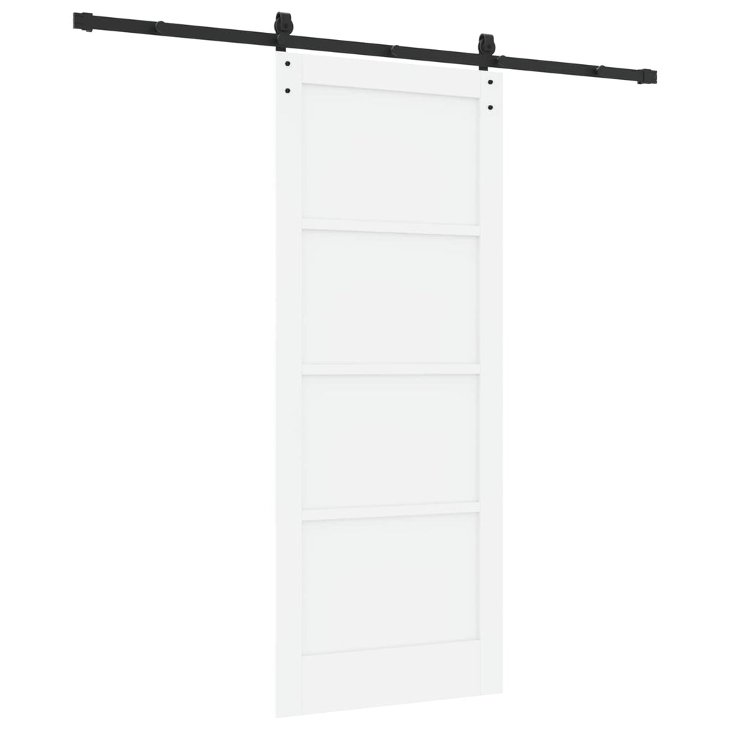vidaXL Drzwi przesuwne Biały 83 x 202 cm Lite drewno sosnowe