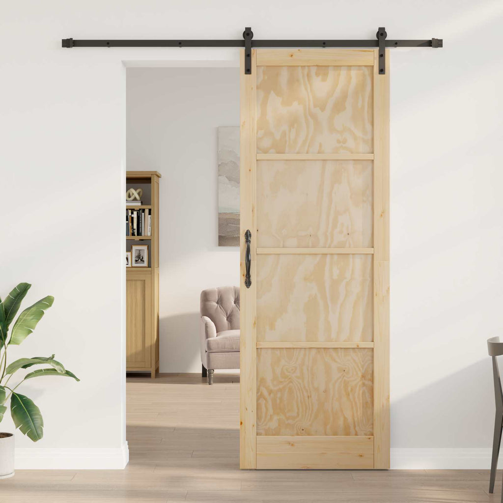 vidaXL Drzwi przesuwne naturalny 83 x 232 cm Lite drewno sosnowe