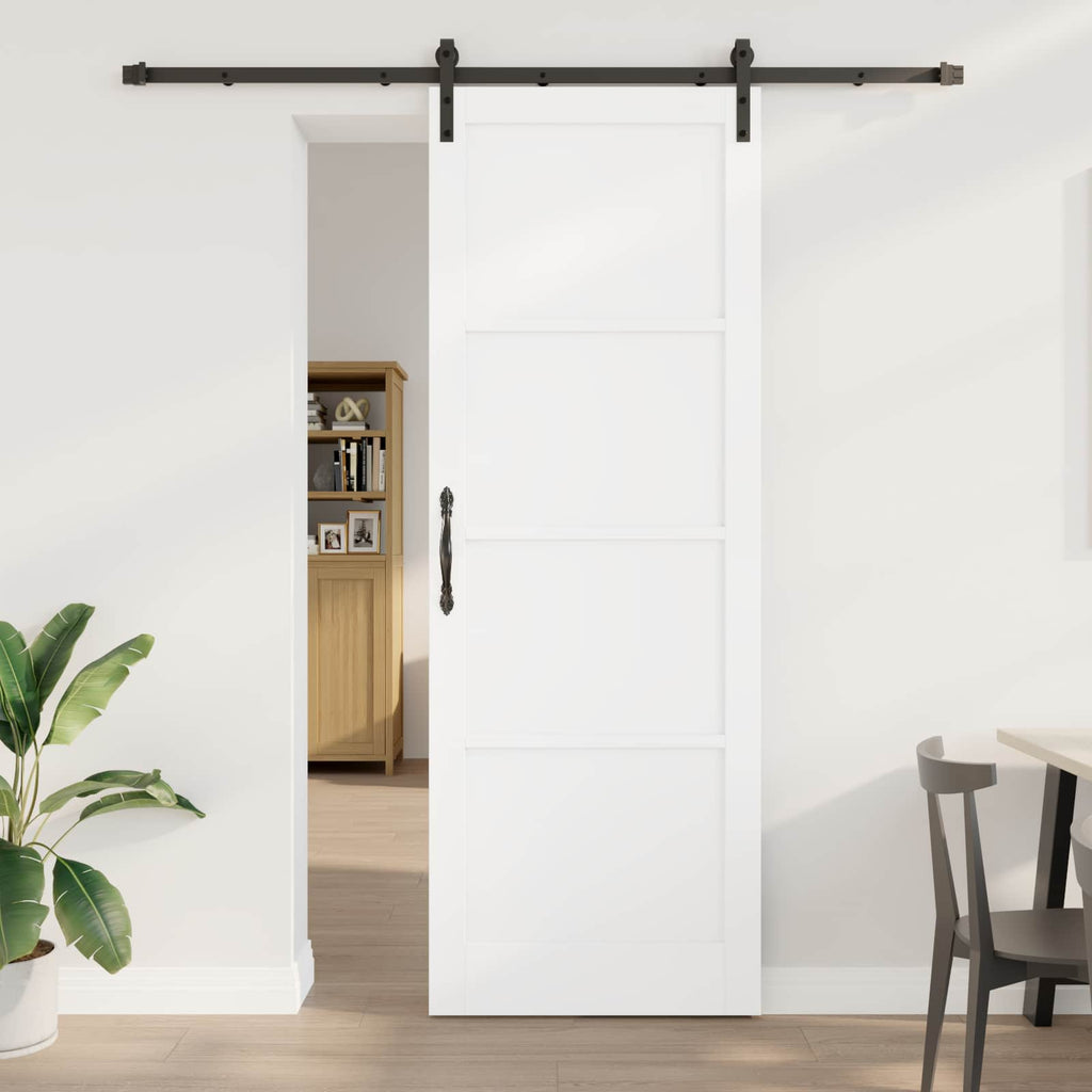 vidaXL Drzwi przesuwne Biały 83 x 232 cm Lite drewno sosnowe
