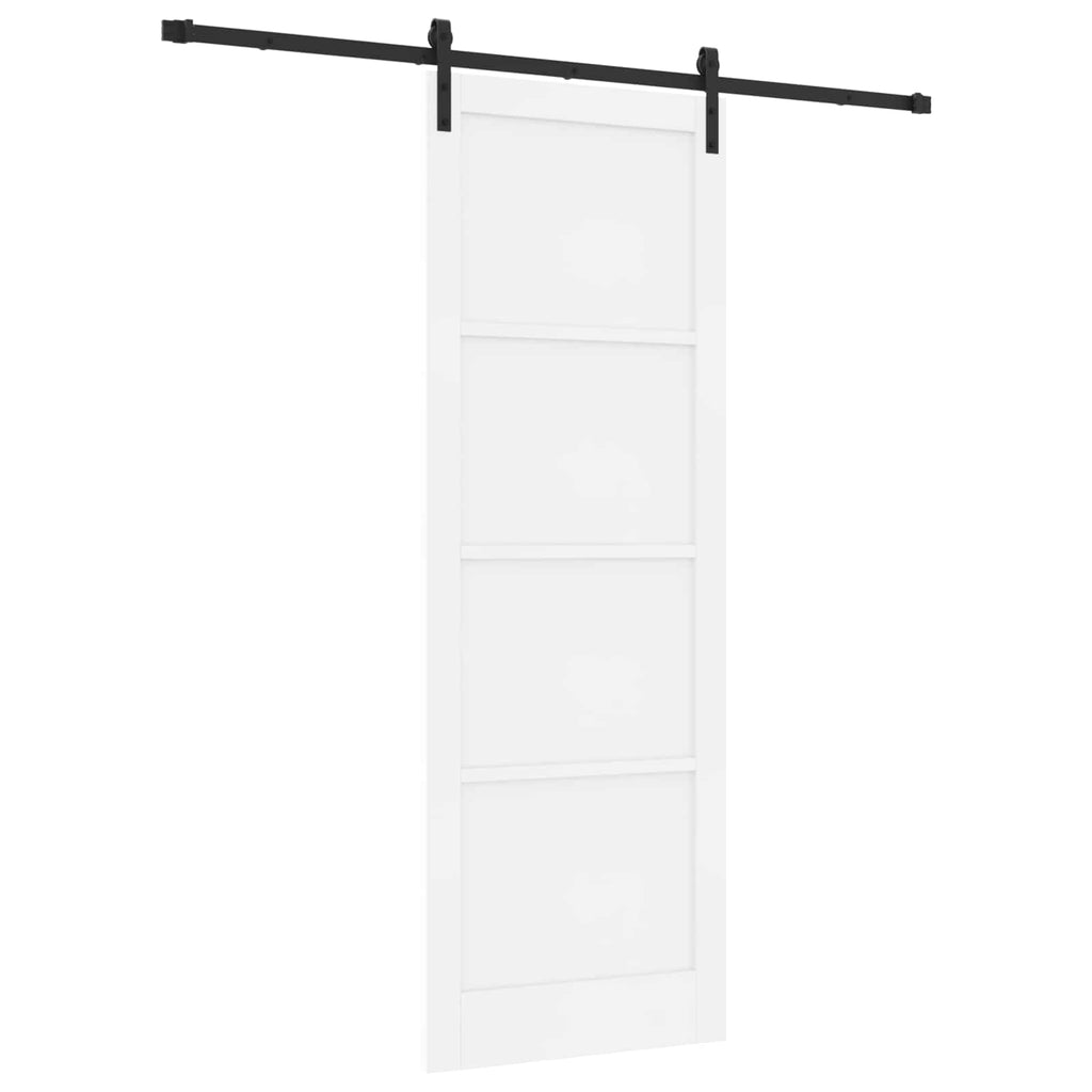 vidaXL Drzwi przesuwne Biały 83 x 232 cm Lite drewno sosnowe