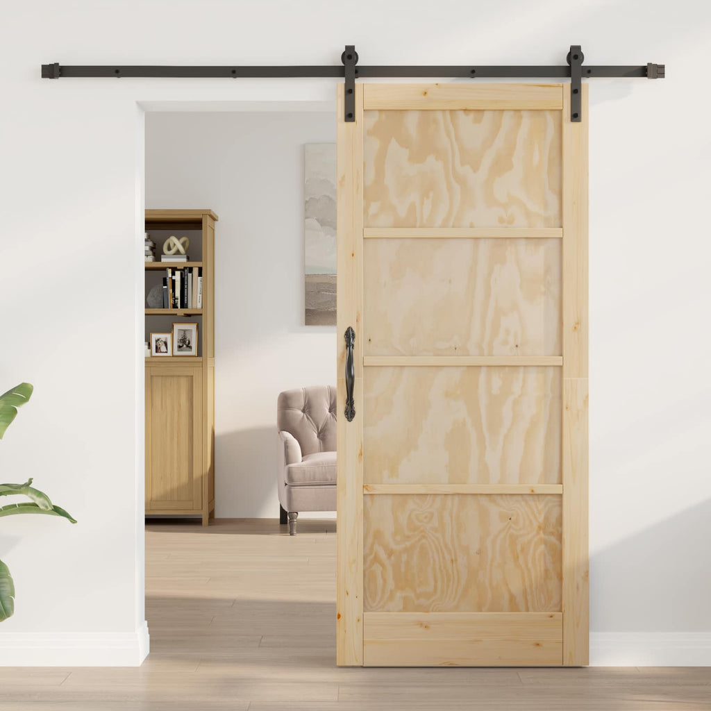 vidaXL Drzwi przesuwne naturalny 86 x 198,5 cm Lite drewno sosnowe