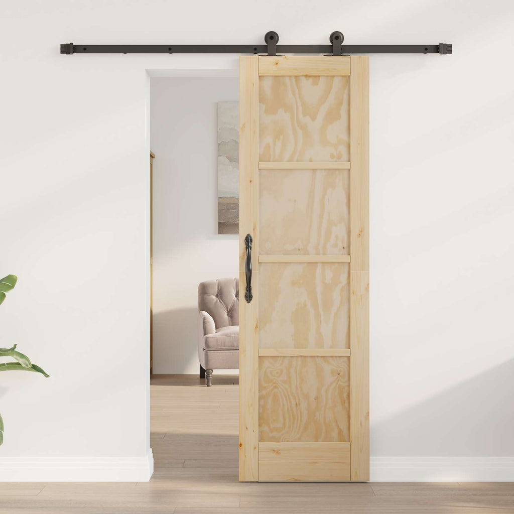 vidaXL Drzwi przesuwne Naturalny i czarny 61 x 198,5 cm