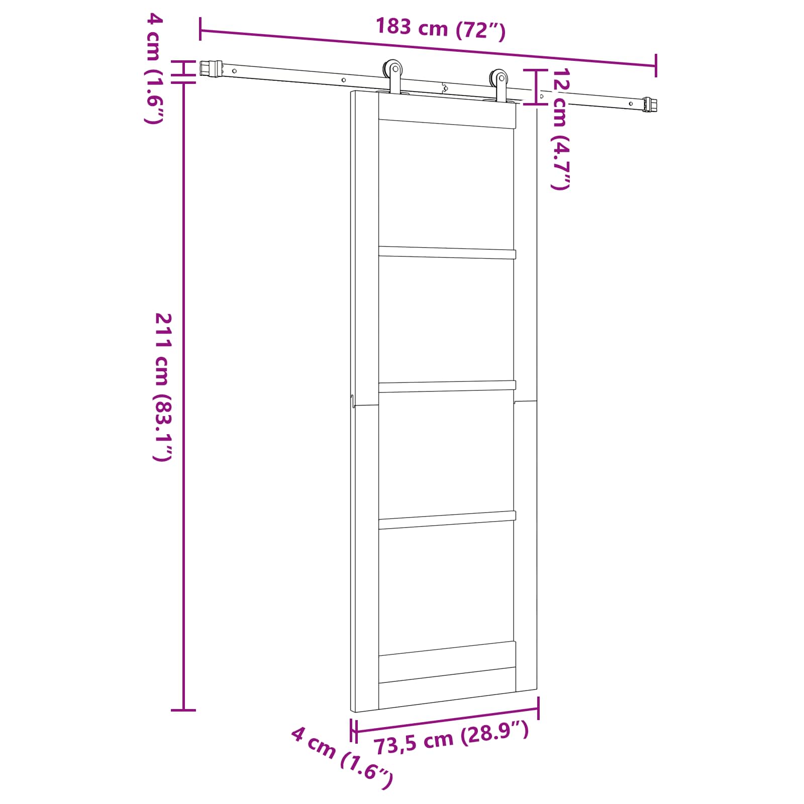 vidaXL Drzwi przesuwne Naturalny i czarny 73,5 x 211 cm