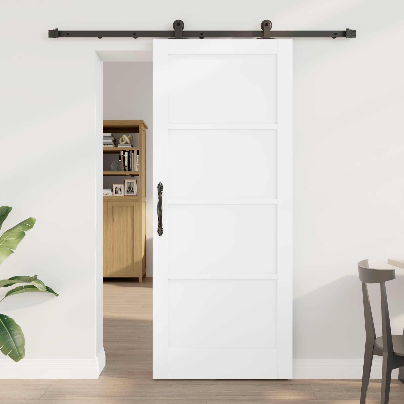 vidaXL Drzwi przesuwne biały i czarny 83 x 202 cm Lite drewno sosnowe