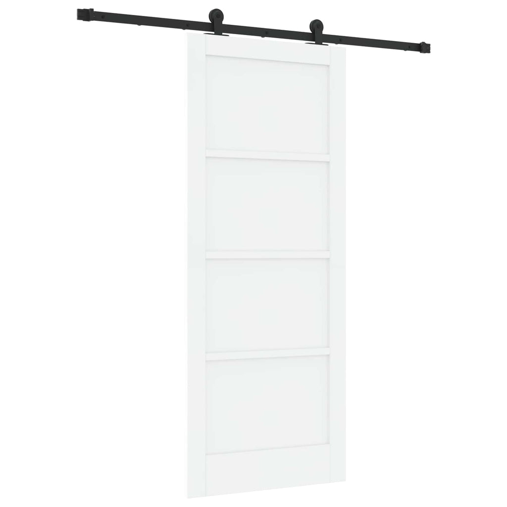 vidaXL Drzwi przesuwne biały i czarny 83 x 202 cm Lite drewno sosnowe