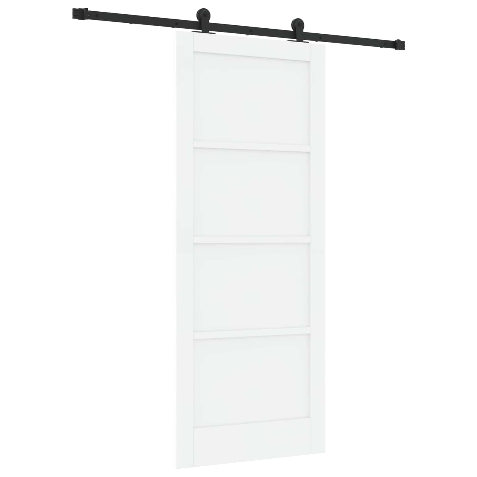 vidaXL Drzwi przesuwne biały i czarny 83 x 202 cm Lite drewno sosnowe