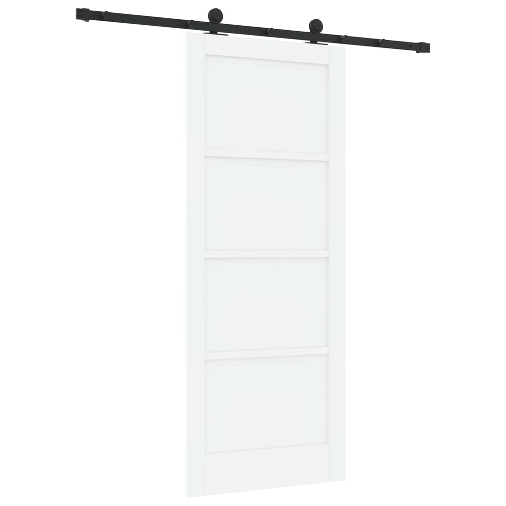 vidaXL Drzwi przesuwne biały i czarny 83 x 202 cm Lite drewno sosnowe