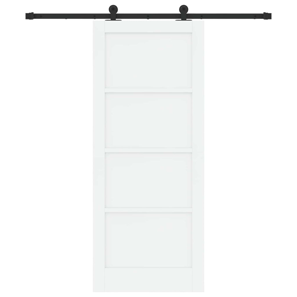 vidaXL Drzwi przesuwne biały i czarny 83 x 202 cm Lite drewno sosnowe