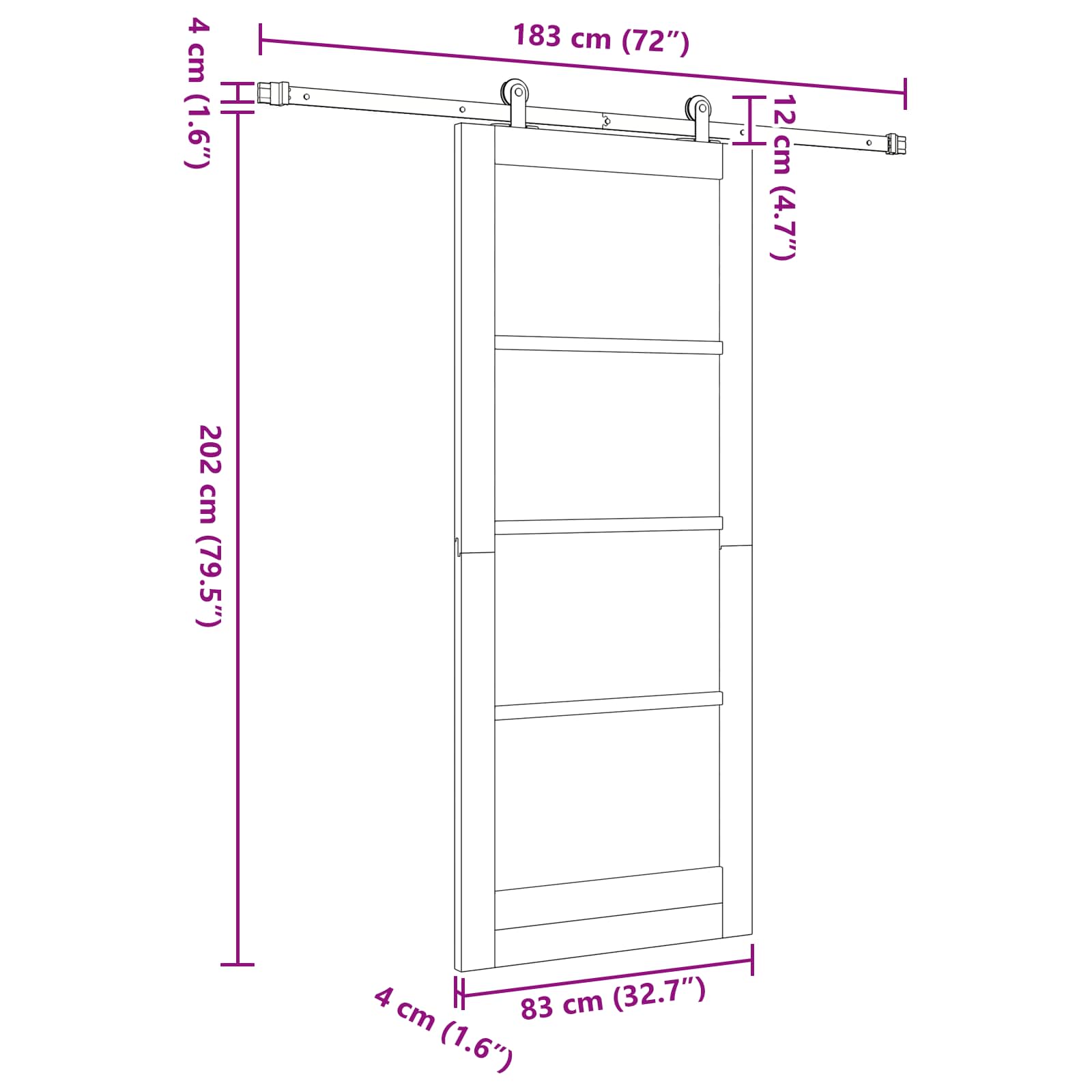 vidaXL Drzwi przesuwne biały i czarny 83 x 202 cm Lite drewno sosnowe