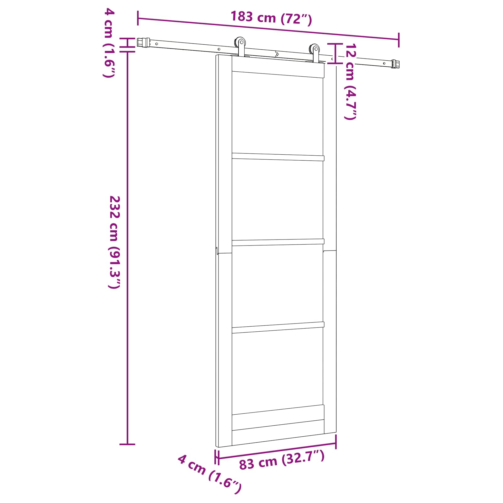 vidaXL Drzwi przesuwne Naturalny i czarny 83 x 232 cm