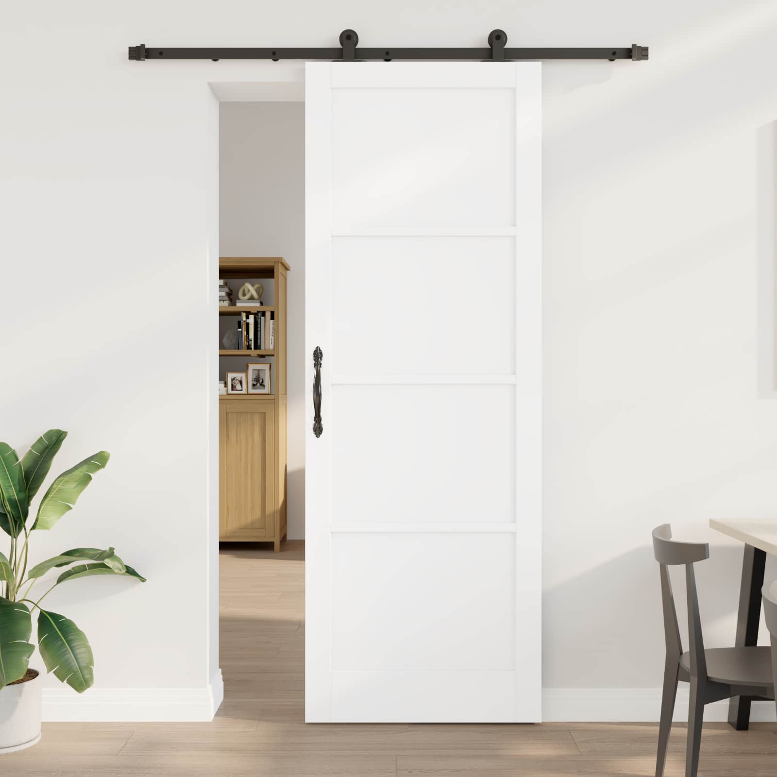 vidaXL Drzwi przesuwne biały i czarny 83 x 232 cm Lite drewno sosnowe