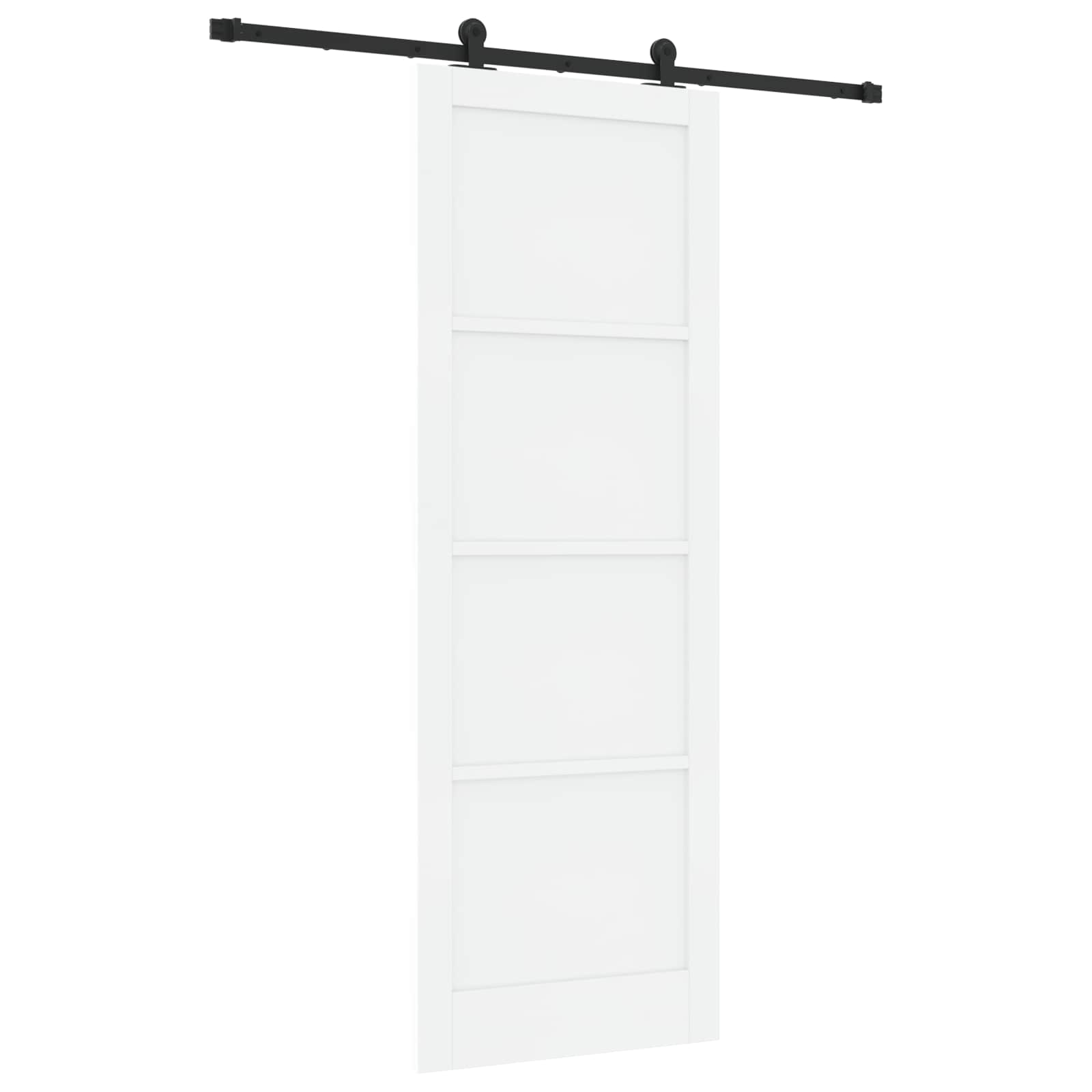 vidaXL Drzwi przesuwne biały i czarny 83 x 232 cm Lite drewno sosnowe