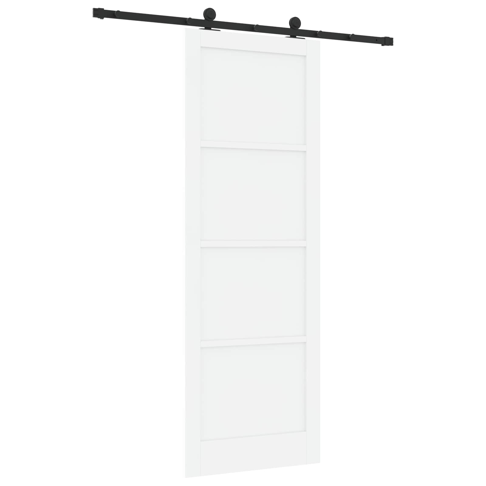 vidaXL Drzwi przesuwne biały i czarny 83 x 232 cm Lite drewno sosnowe