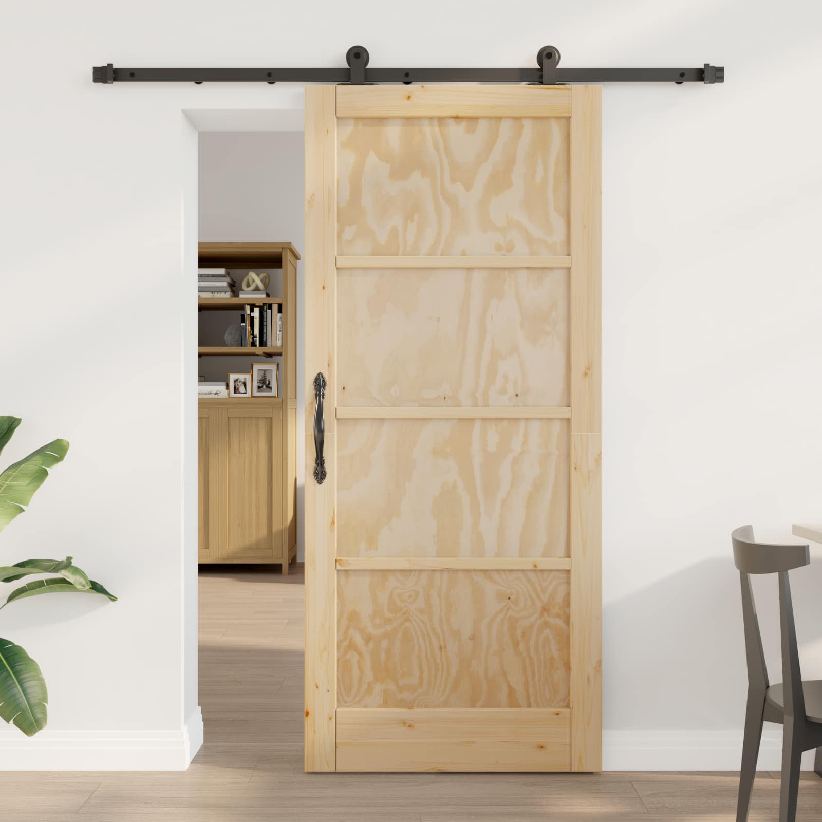vidaXL Drzwi przesuwne Naturalny i czarny 86 x 198,5 cm